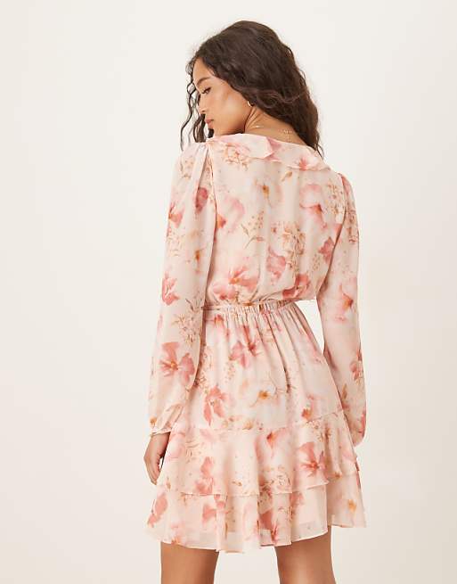 Forever New Ruffle Mini Dress In Pink Floral