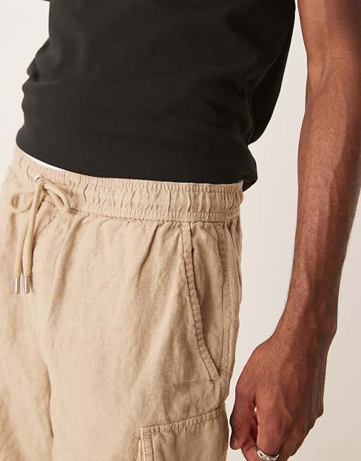GANT Linen Cargo Shorts In Beige