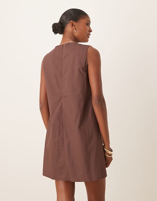 Glamorous Smock Mini Dress In Chocolate Brown