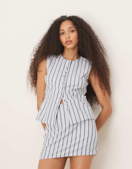 Glamorous White Charcoal Stripe Co-ord