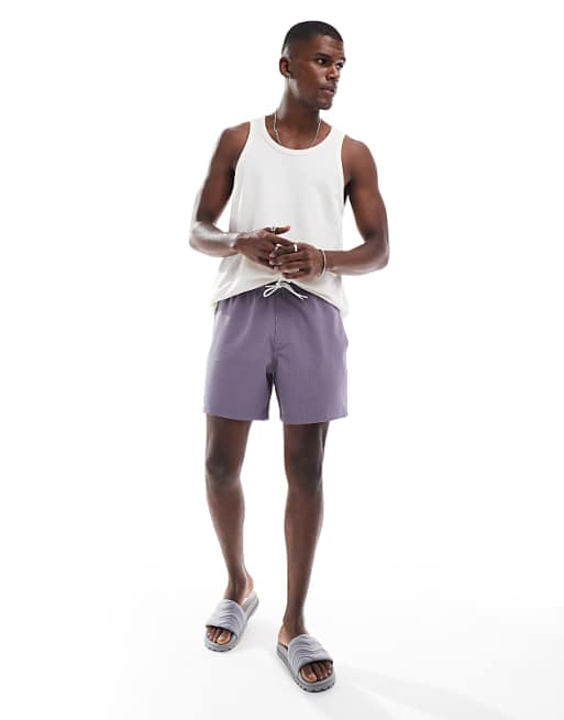 Hollister 6"" Swim Sweersucker Short In Purple