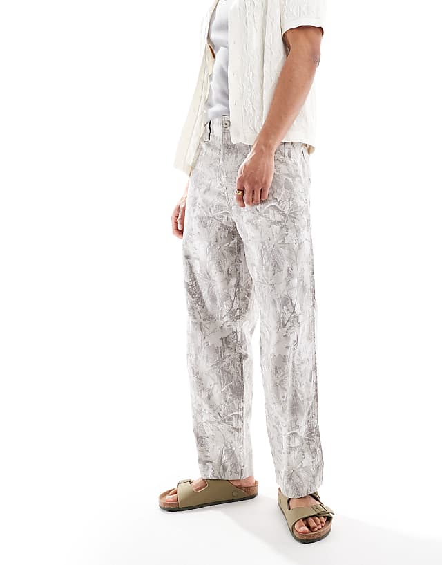 Hollister Baggy Linen Utility Trouser In Camo