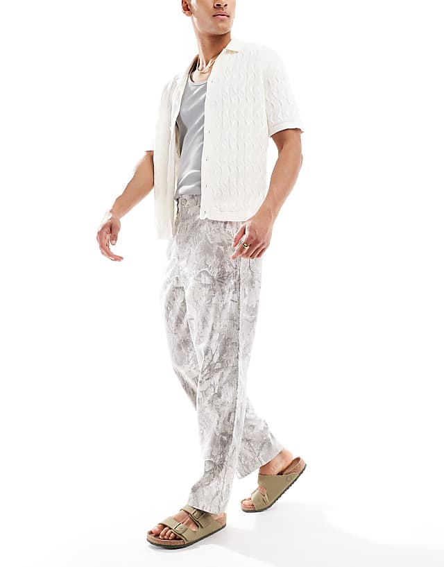 Hollister Baggy Linen Utility Trouser In Camo