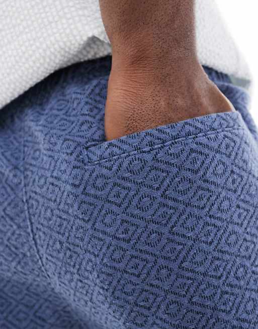Hollister Textured Linen Short In Dark Blue