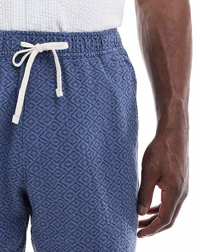 Hollister Textured Linen Short In Dark Blue