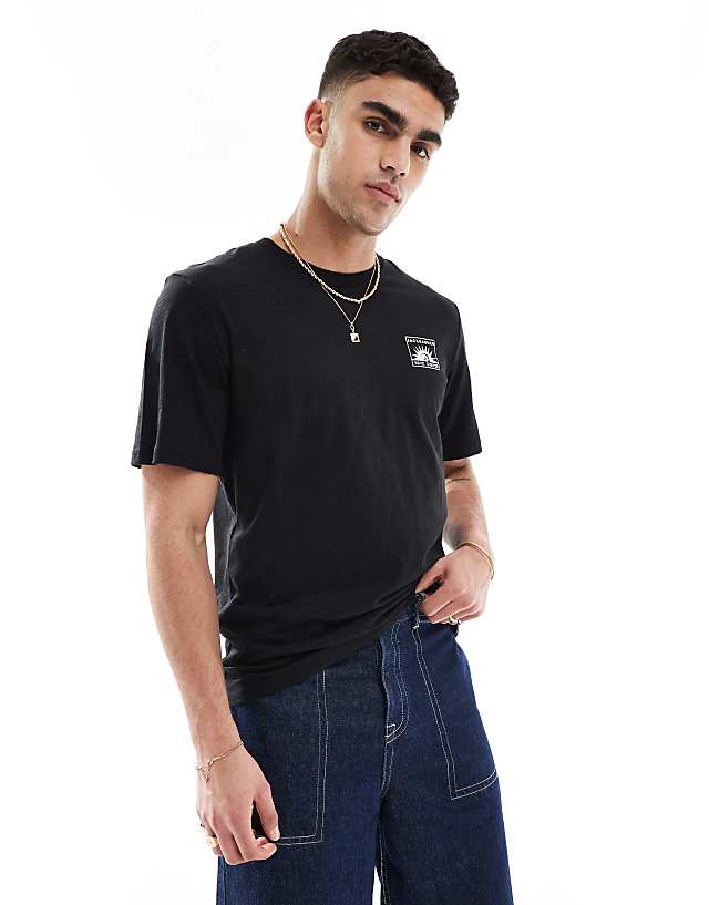 Jack & Jones Chest Print T-shirt In Black