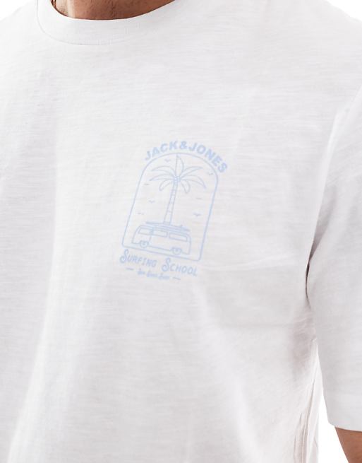 Jack & Jones Chest Print T-shirt In White