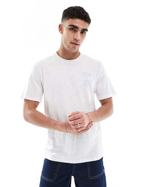 Jack & Jones chest print t-shirt in white