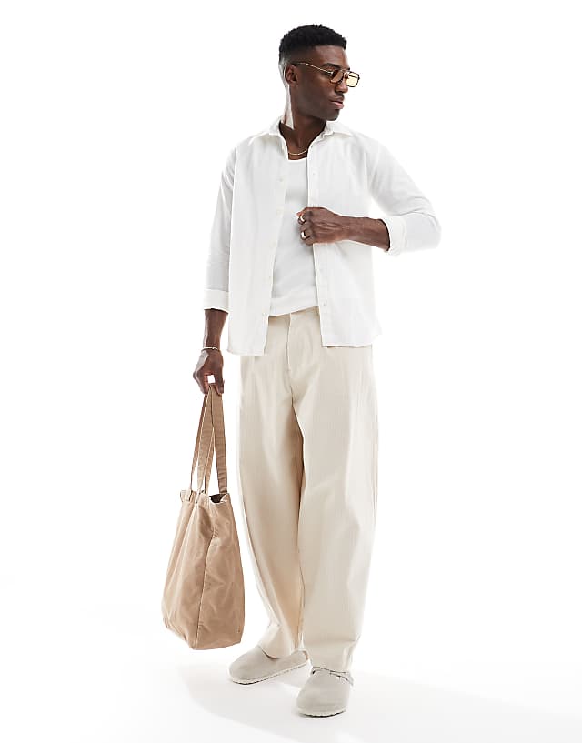 Jack & Jones Linen Blend Shirt In White