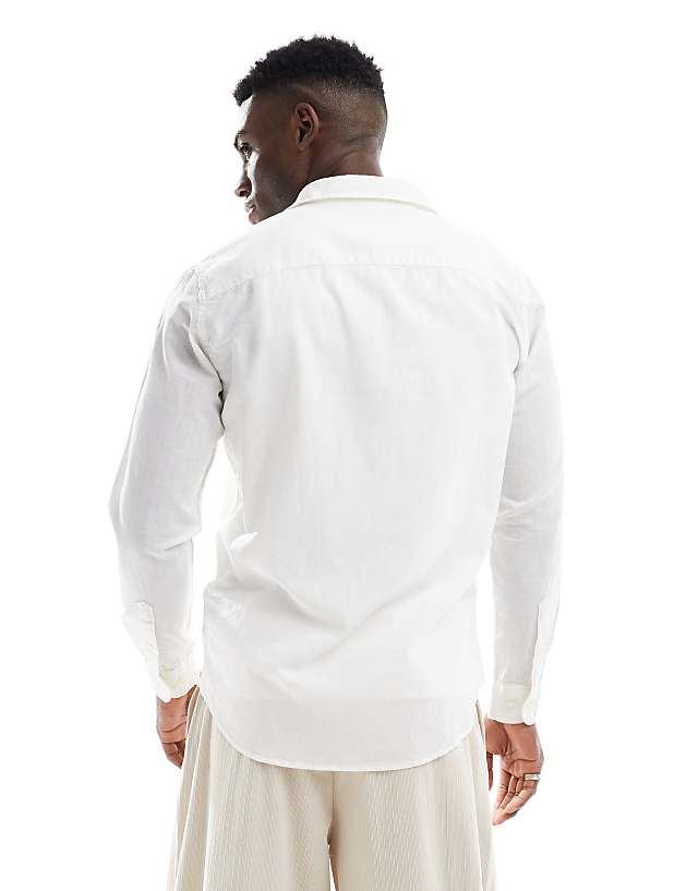 Jack & Jones Linen Blend Shirt In White