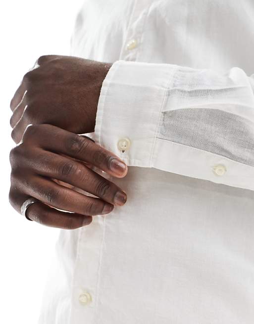 Jack & Jones Linen Blend Shirt In White