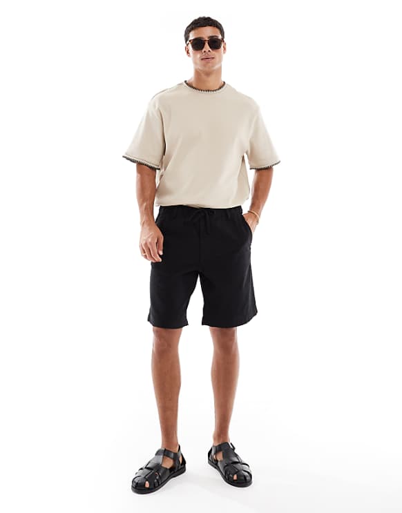 Jack & Jones linen mix short in black