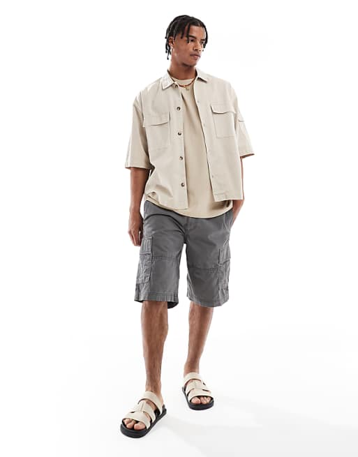 Jack & Jones Loose Fit Cargo Short In Grey