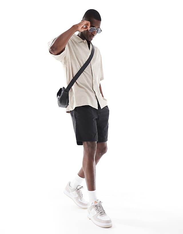 Jack & Jones Oversized Linen Shirt In Beige