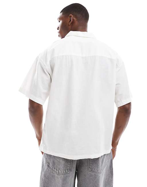 Jack & Jones Oversized Linen Shirt In White