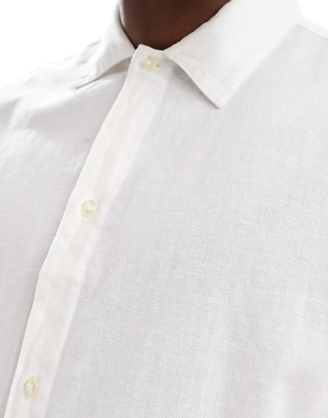 Jack & Jones Oversized Linen Shirt In White