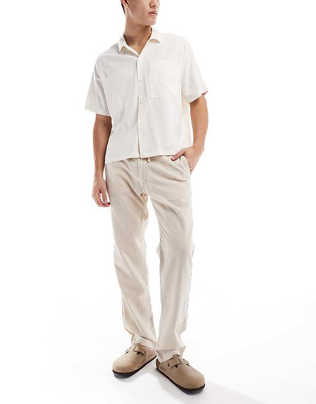 Jack & Jones relaxed fit linen trouser in beige