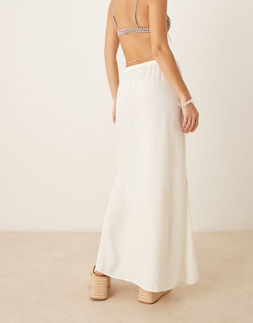 JDY Linen Mix Maxi Skirt In White