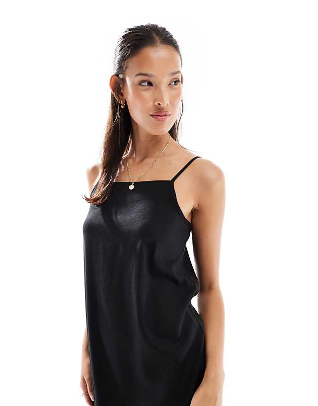 JJXX Linen Blend Mini Dress In Black
