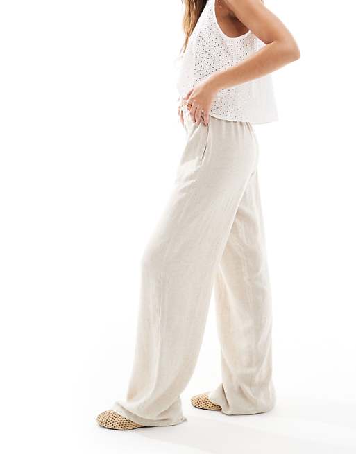 JJXX Linen Blend Trousers In Beige