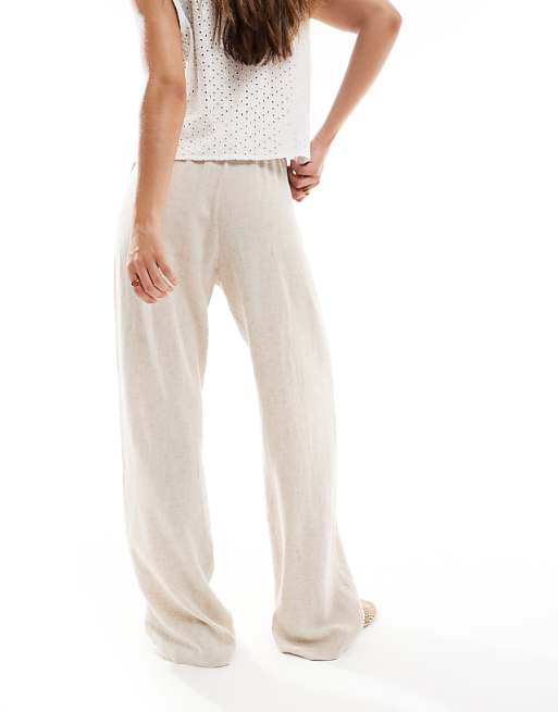 JJXX Linen Blend Trousers In Beige