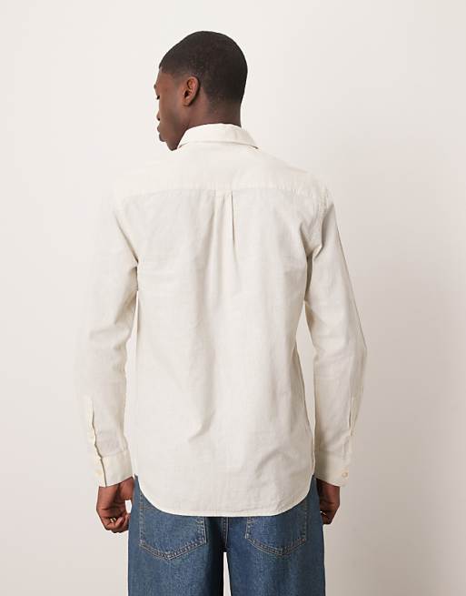 Lyle & Scott Linen Blend Oxford Shirt In Beige