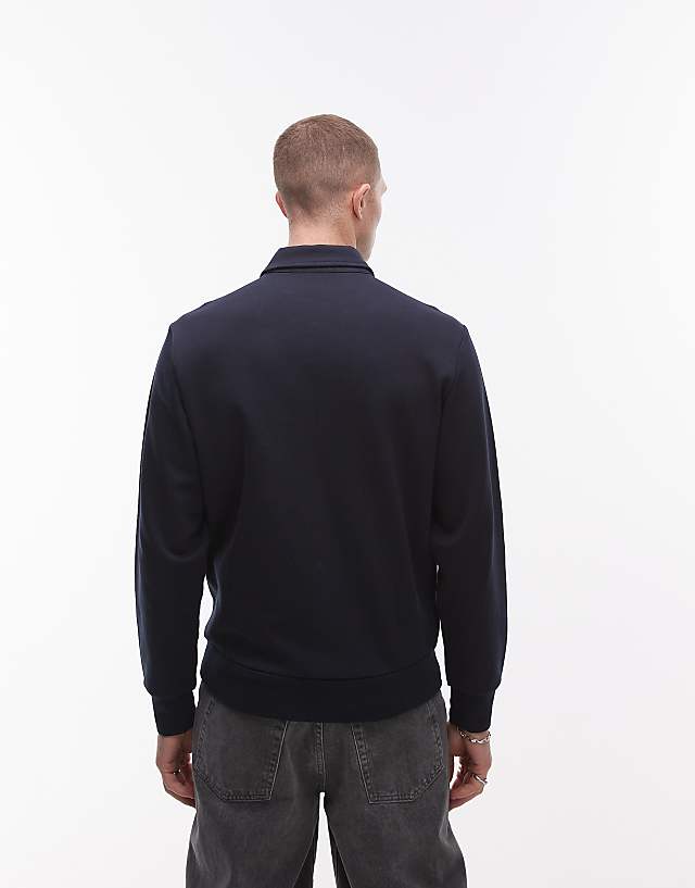 Mango Collared Sweatshirt In Navy