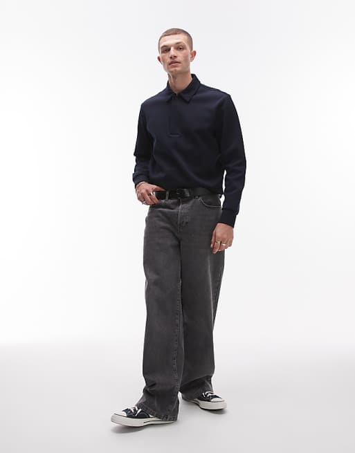 Mango Collared Sweatshirt In Navy