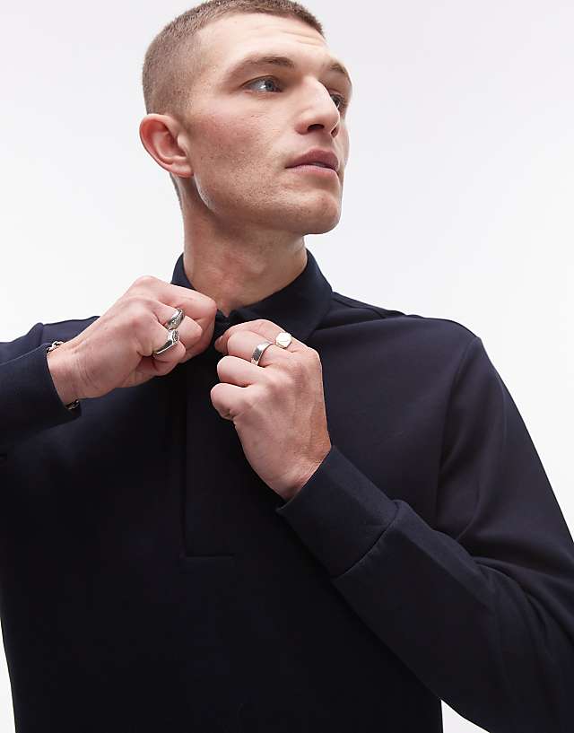 Mango Collared Sweatshirt In Navy