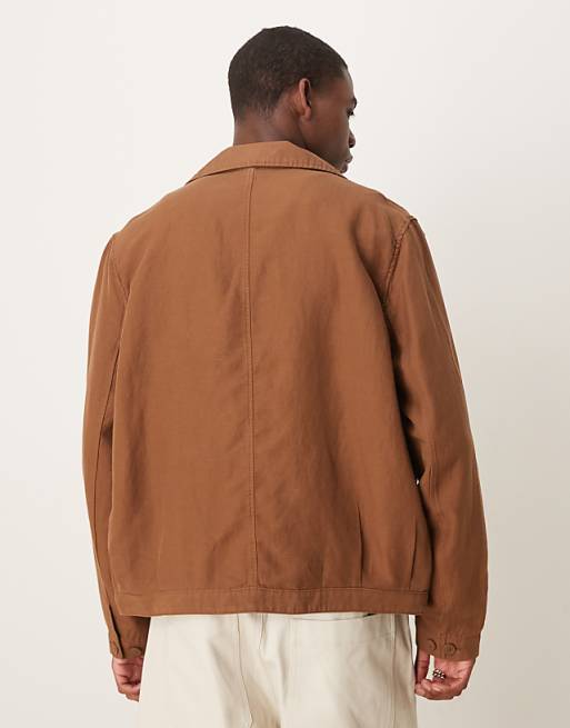 Mango Linen Mix Overshirt In Brown