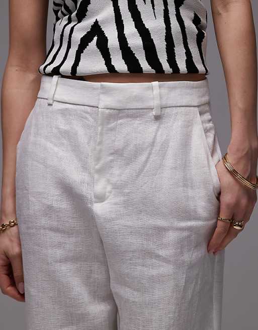Mango Linen Tailored Trouser In White