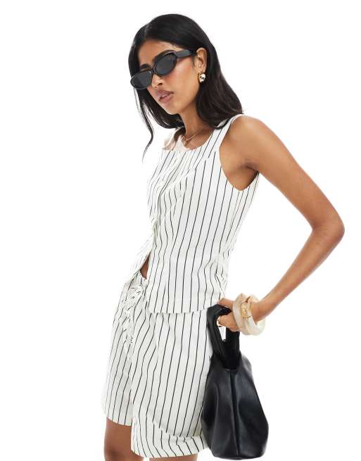 Miss Selfridge Linen Co-ord In Neutral Stripe