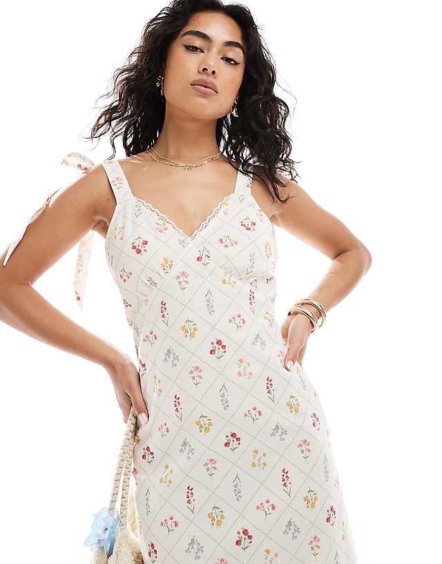 Miss Selfridge Tie Shoulder Linen Slip Dress