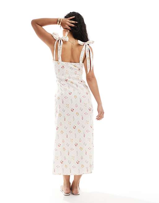 Miss Selfridge Tie Shoulder Linen Slip Dress
