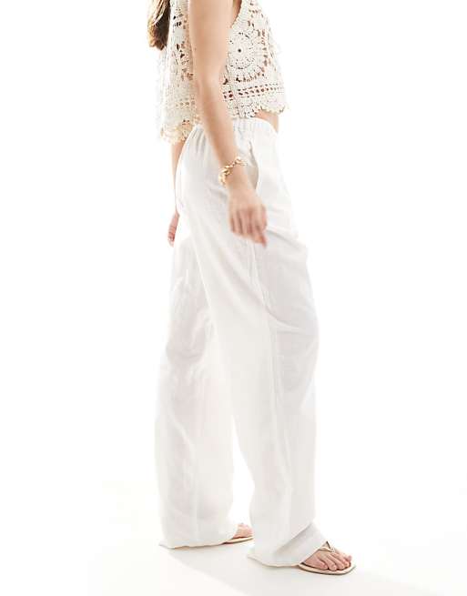 Monki Linen Trousers In White