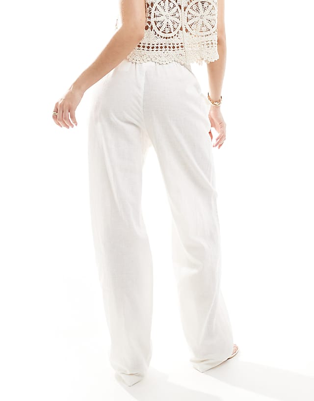 Monki Linen Trousers In White