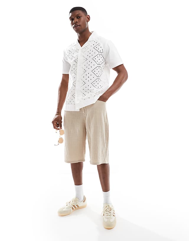 Native Youth Broderie Lace Shirt In White
