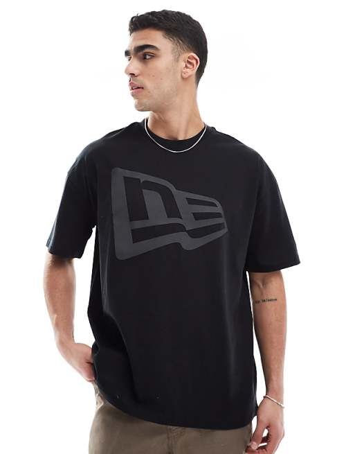 New Era Flag Logo Oversized T-shirt In Black