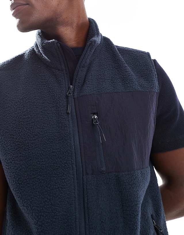 New Look Fleece Gilet In Navy