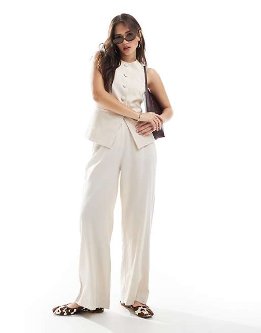 New Look Linen 3 Piece Co-ord In Stone