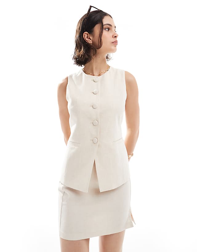 New Look Linen 3 Piece Co-ord In Stone