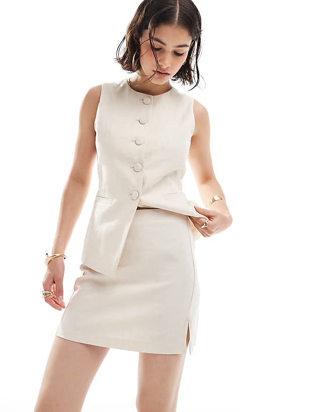 New Look Linen 3 Piece Co-ord In Stone