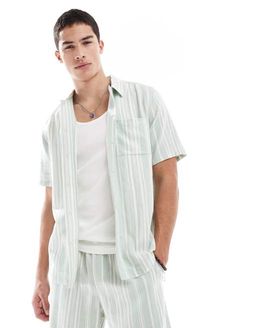 New Look Linen-blend Stripe Co-ord In Green