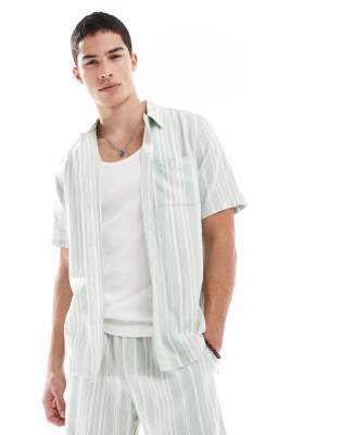 New Look Linen-blend Stripe Co-ord In Green