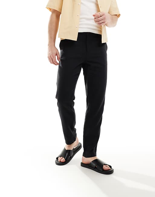 New Look linen-blend trouser in black