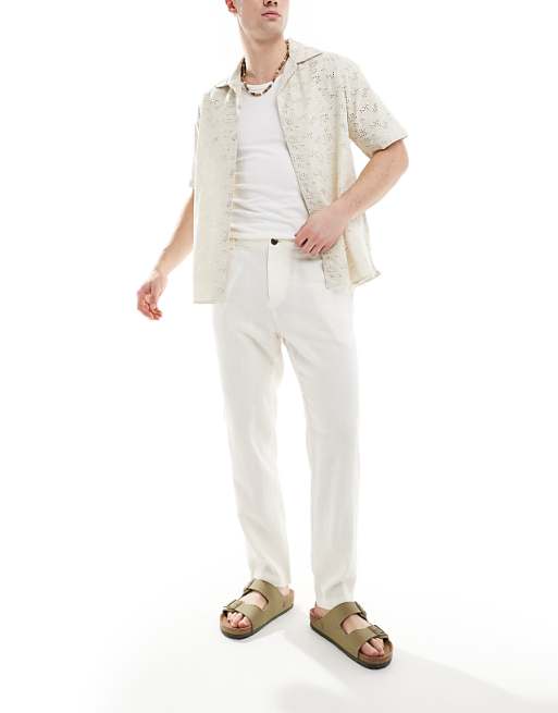 New Look Linen-blend Trouser In Sand