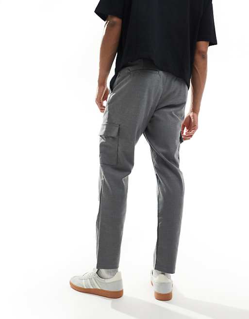 New Look Smart Cargo Trousers In Grey