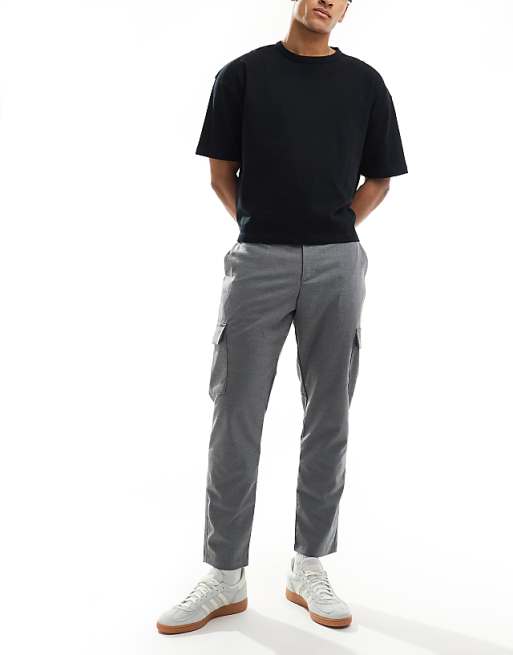 New Look Smart Cargo Trousers In Grey