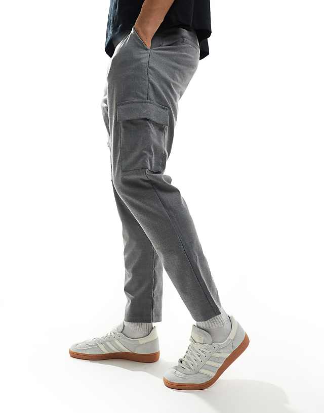 New Look smart cargo trousers in grey