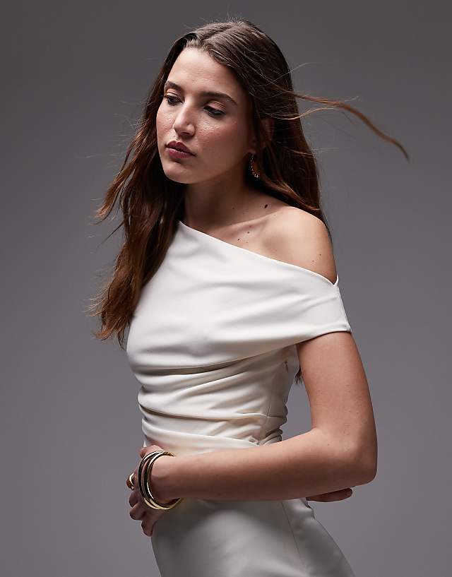 Nia Juliette Off-shoulder Mini Dress In Ivory